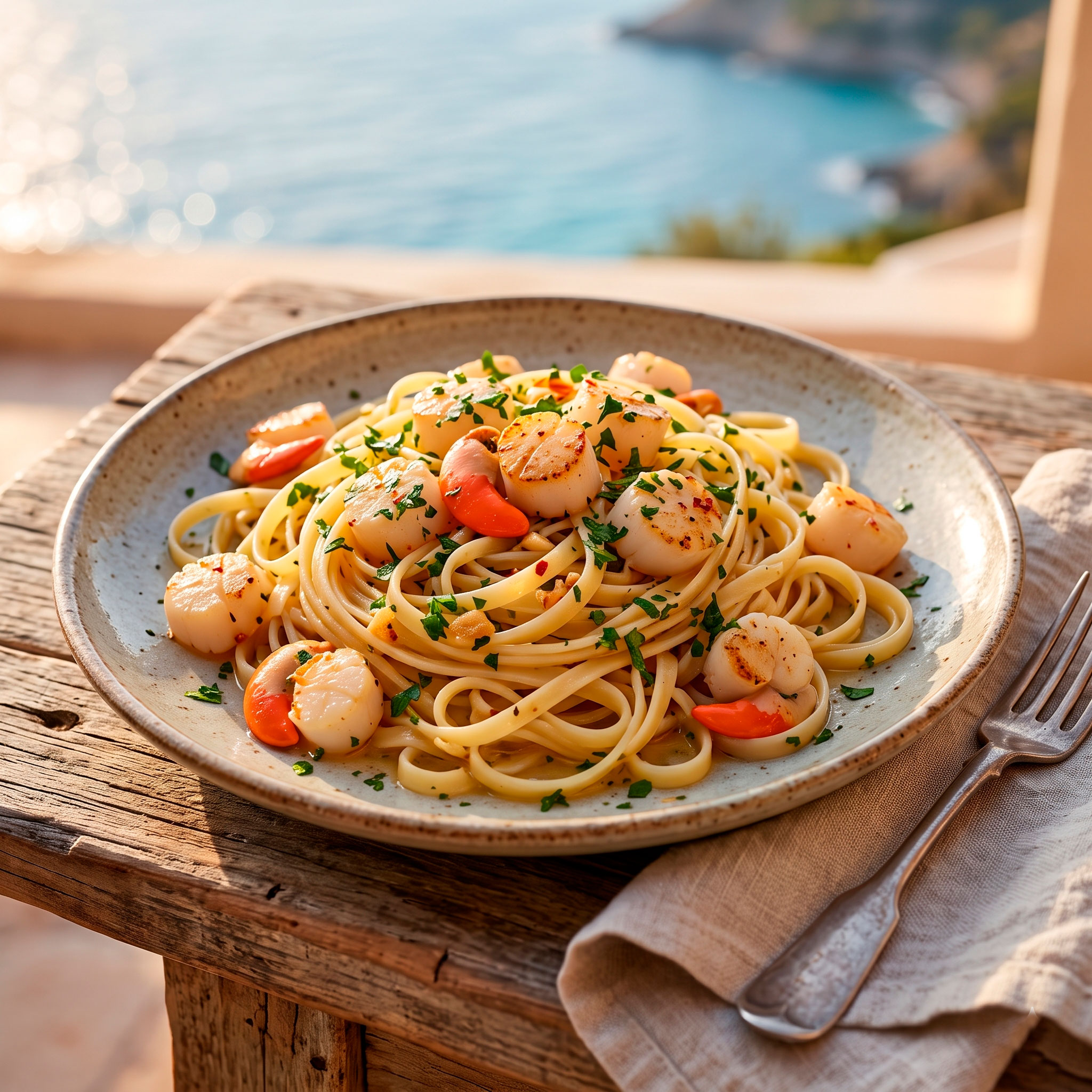 Linguine com Vieiras da Baía da Ilha Grande